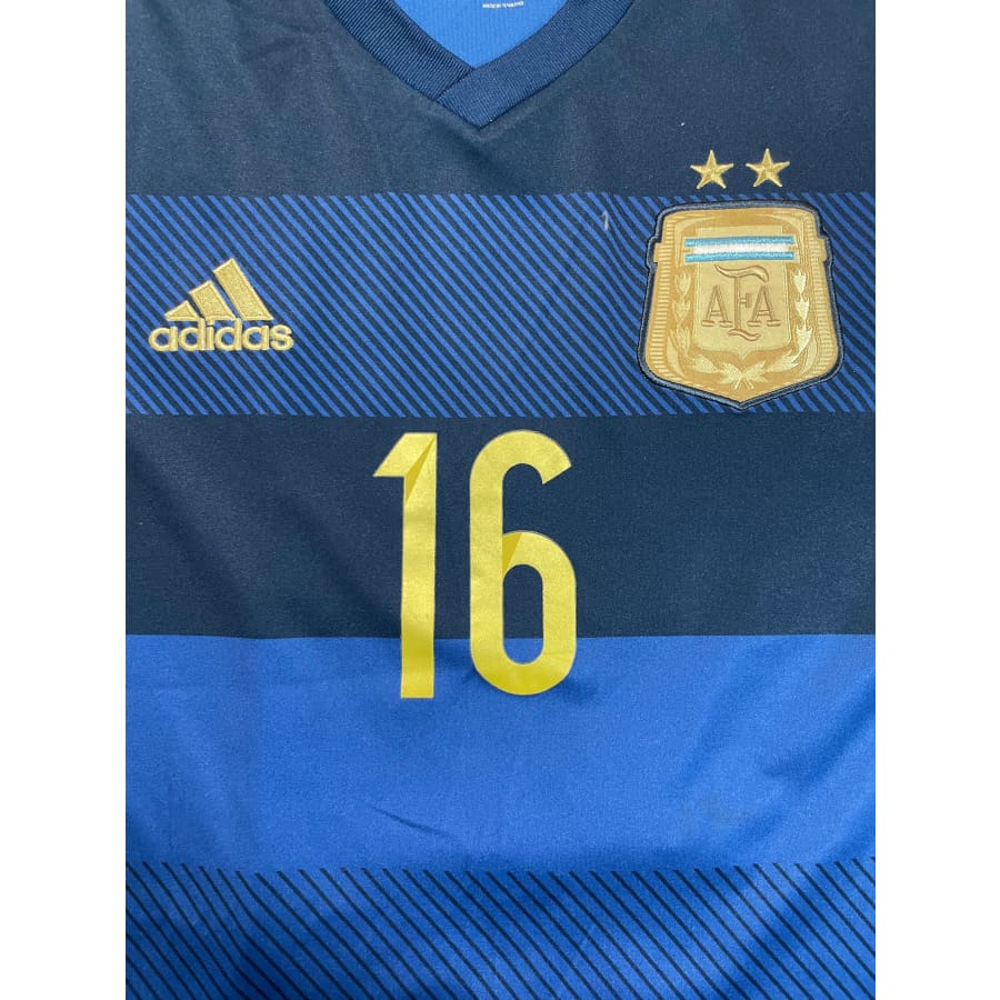 Maillot football vintage Argentine #16 Kun Aguero extérieur saison 2014-2015 - Adidas - Argentine