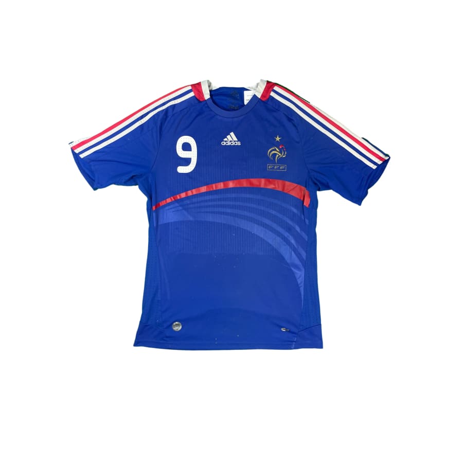 Maillot football vintage domicile Equipe de France #9 Benzema saison 2008-2009 - Adidas - Equipe de France