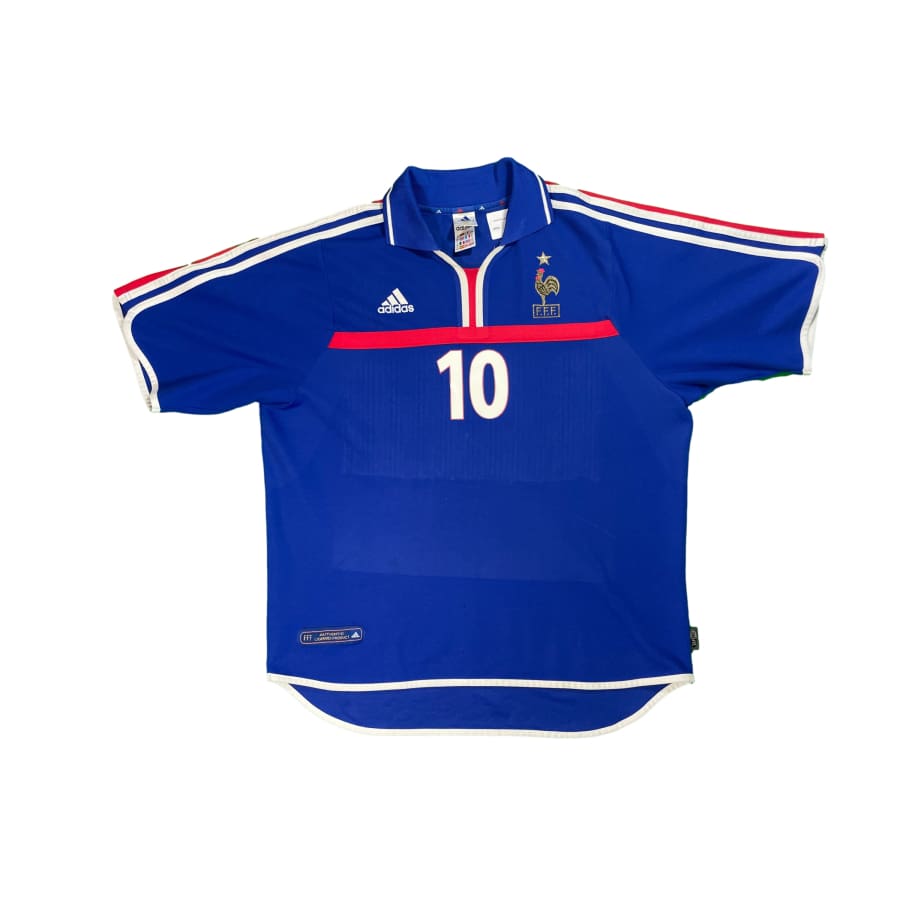 Maillot football vintage Equipe de France domicile #10 Zidane saison 2000-2001 - Adidas - Equipe de France